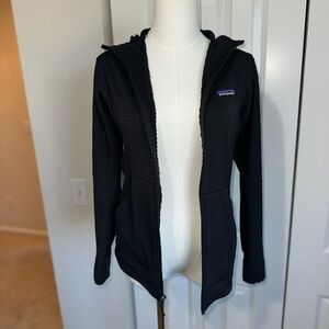 Patagonia Black Hooded Utility Jacket with Chest Logo